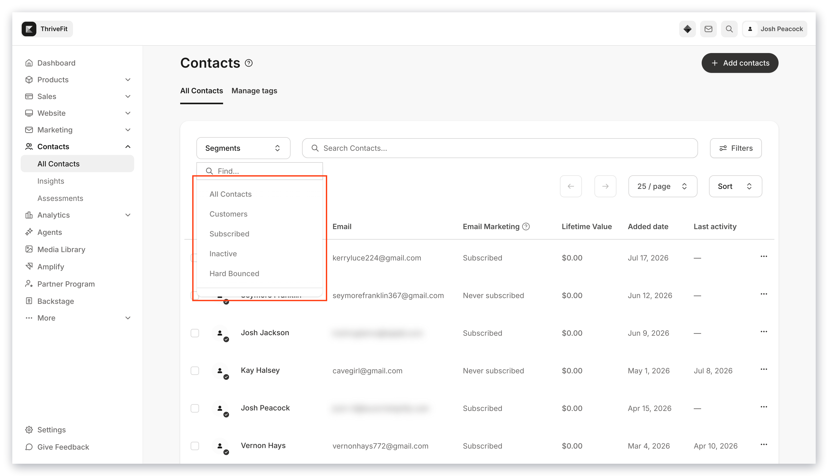 Default segments