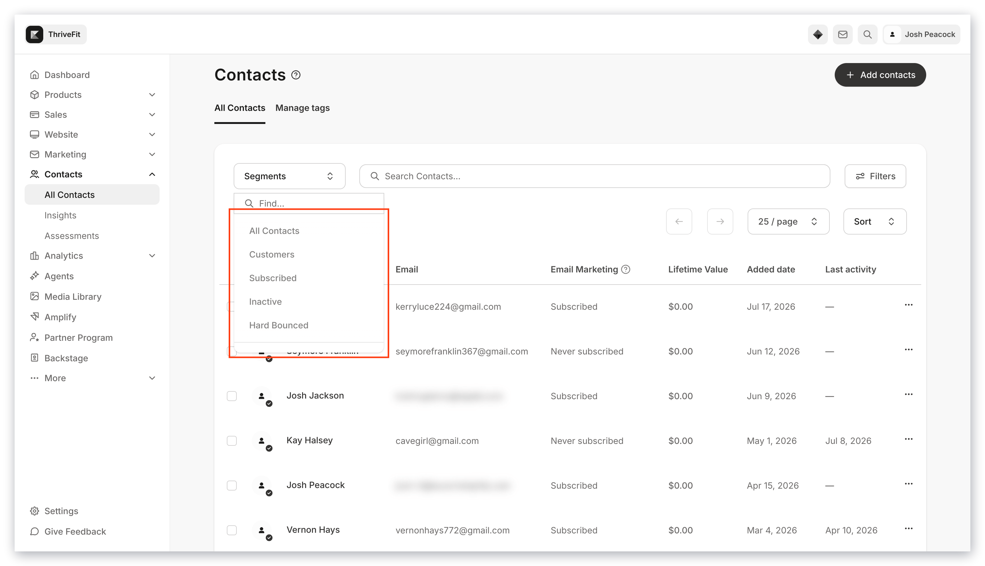 Default segments