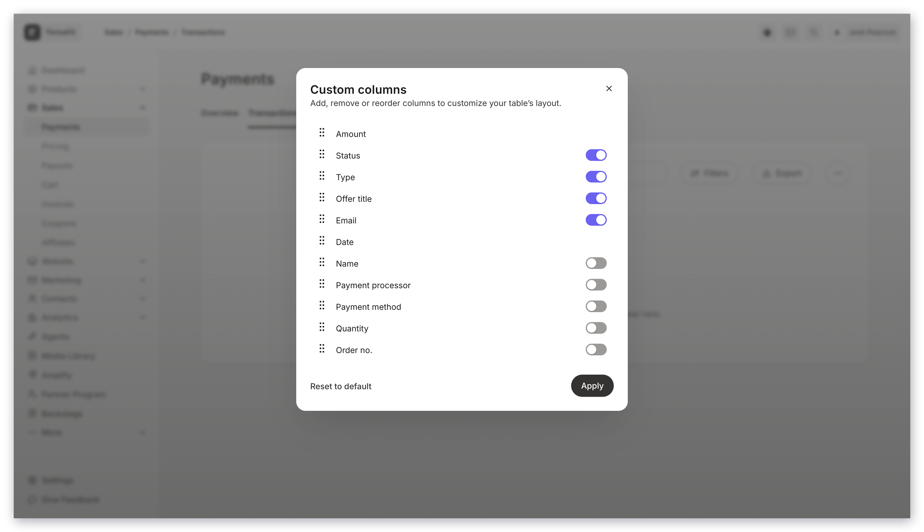 Customize columns