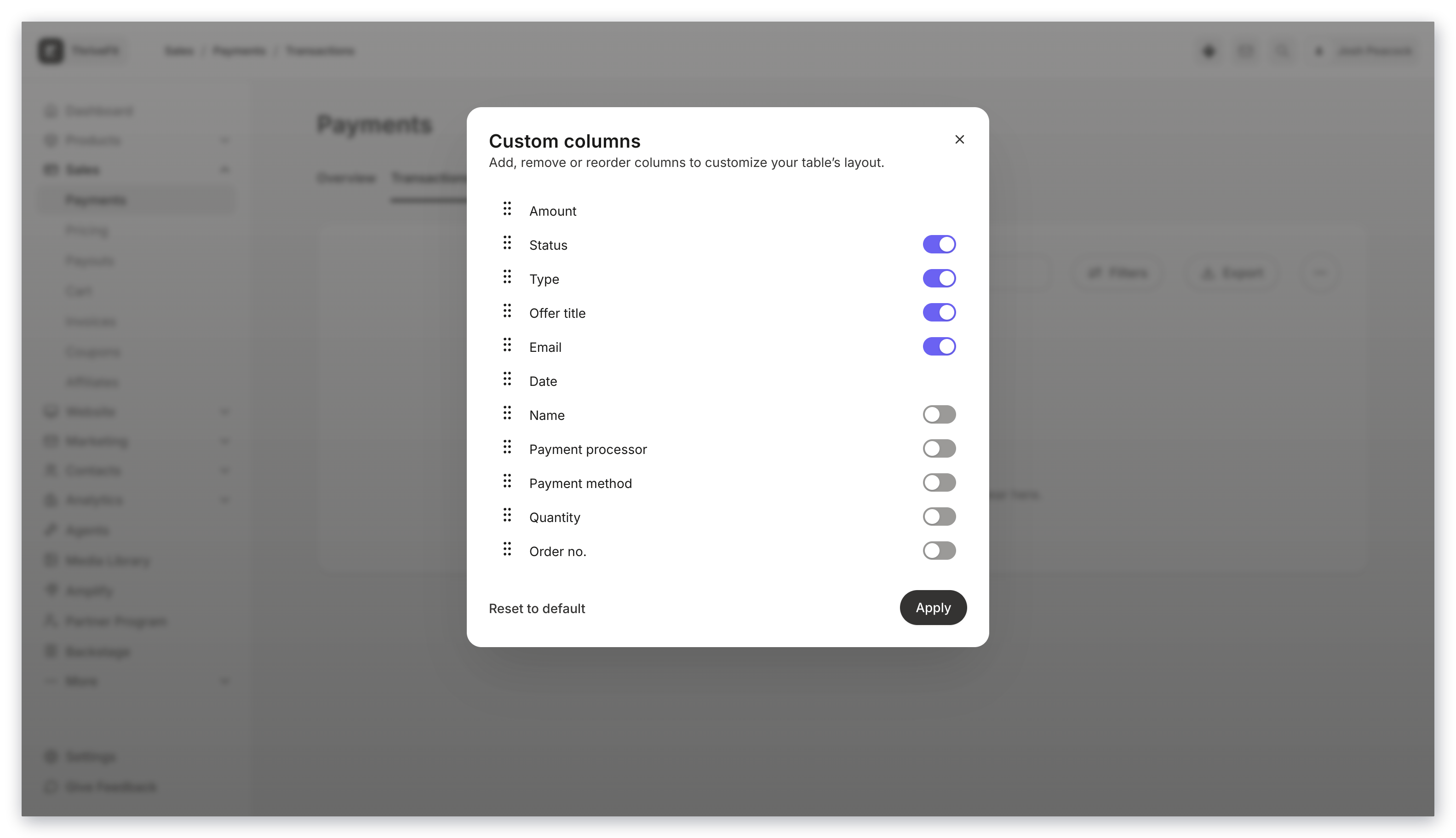 Customize columns