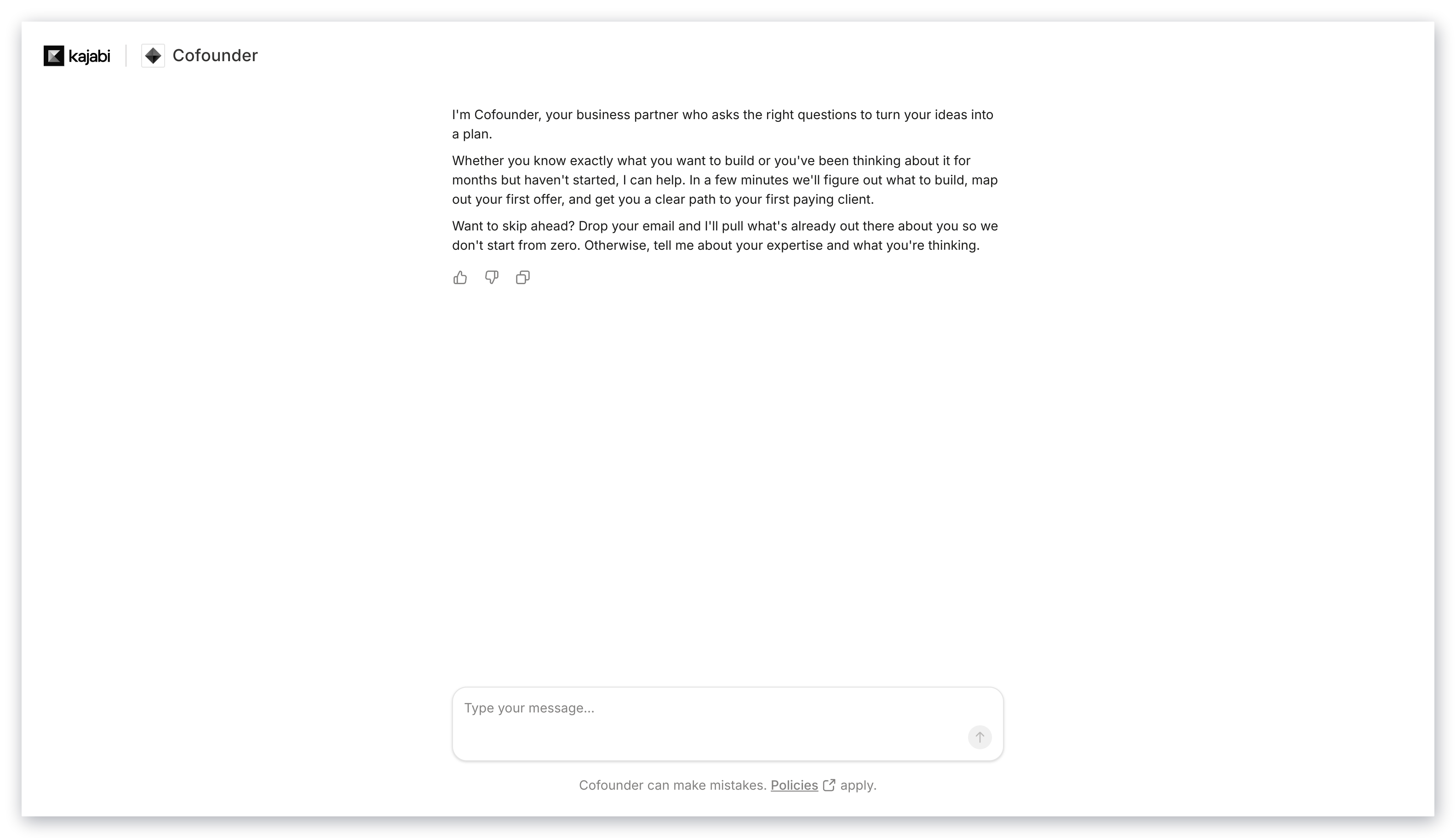 Cofounder conversation interface