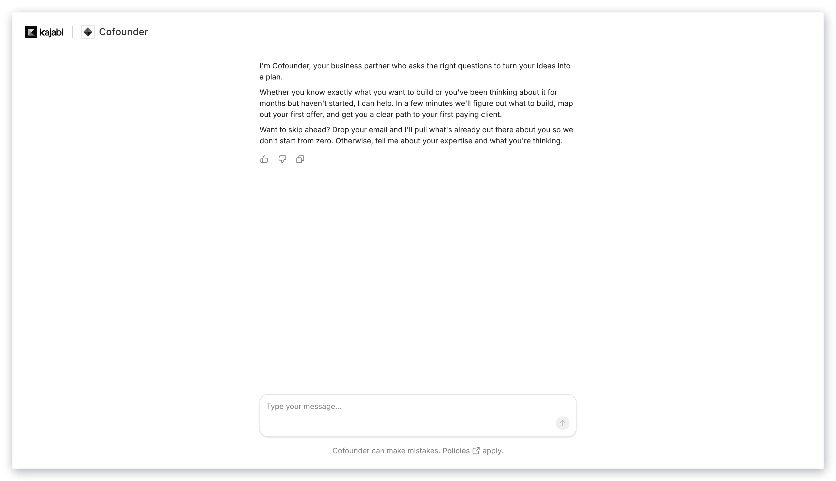 Cofounder conversation interface
