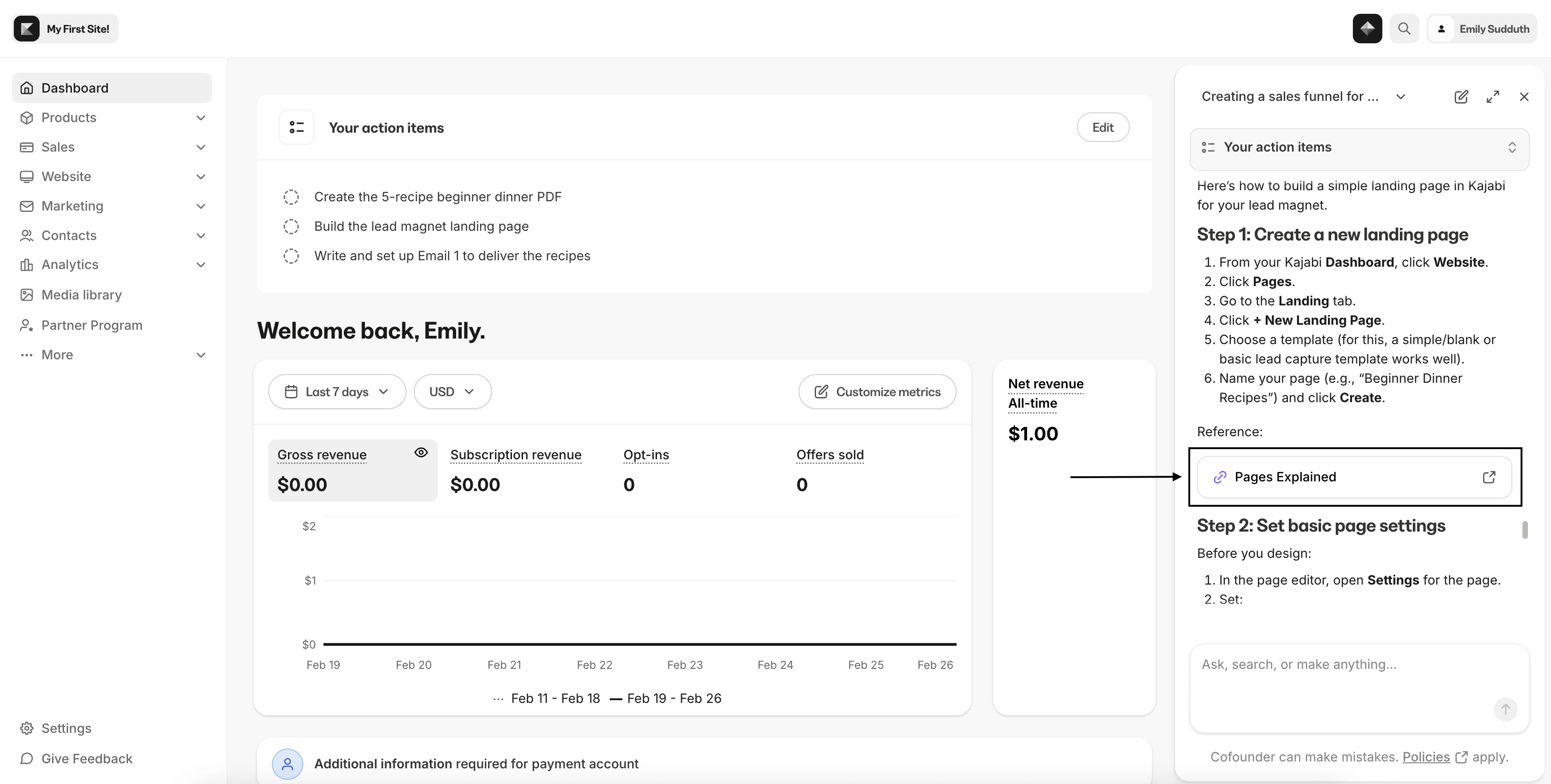 Knowledge base integration showing Cofounder providing documentation-based answers