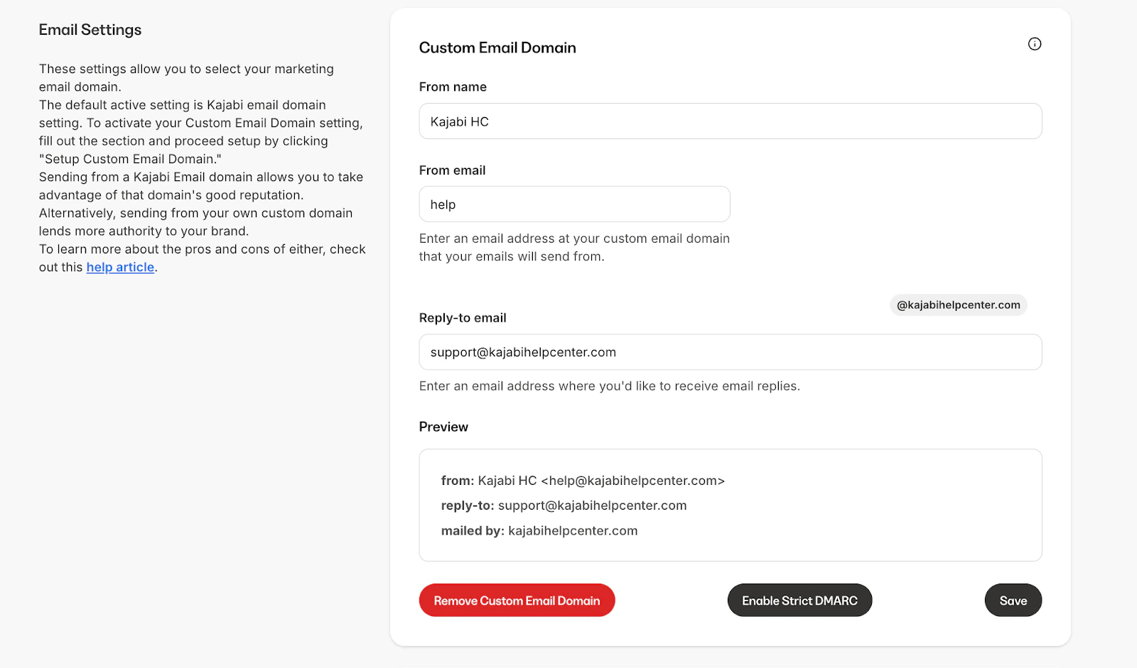 Enable Strict DMARC button