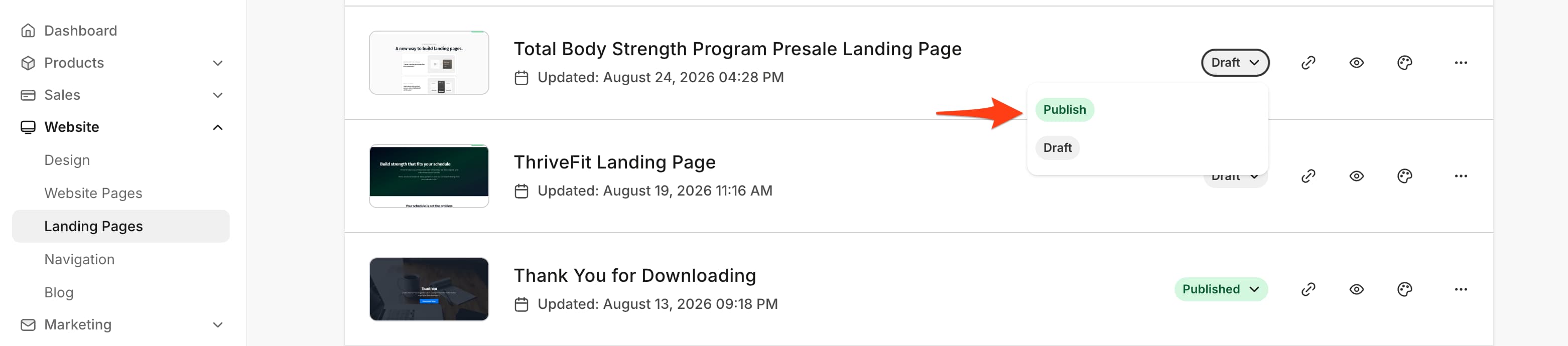 Publishdropdown