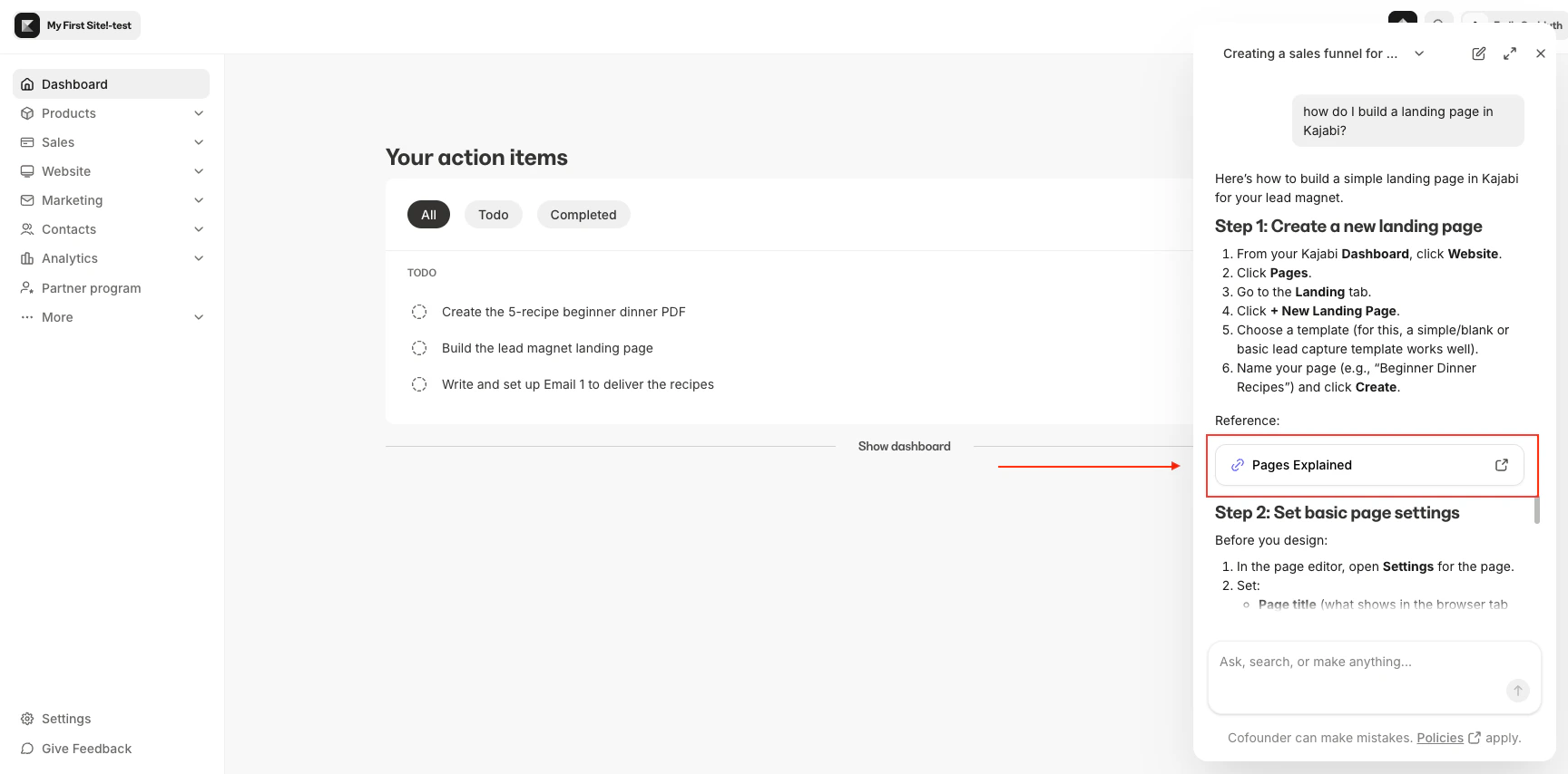 Knowledge base integration showing documentation-based guidance