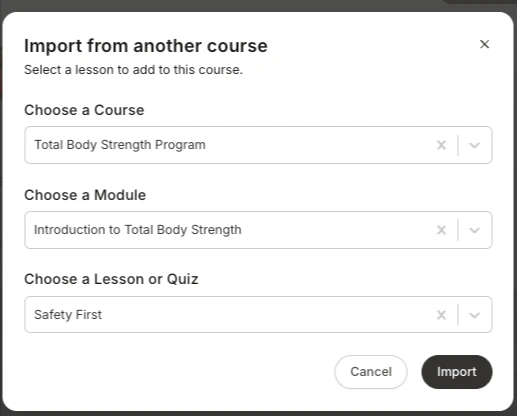 Course Import Existing