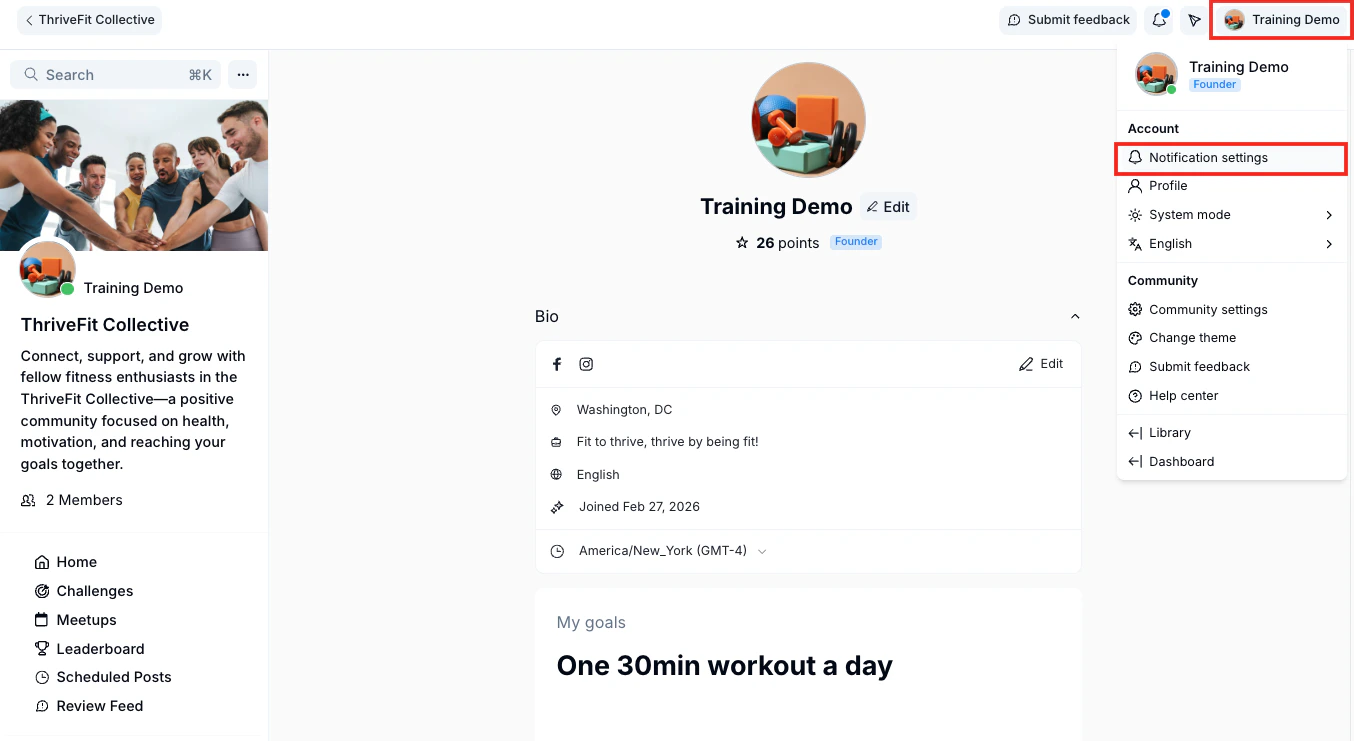 Community Notification Settings
