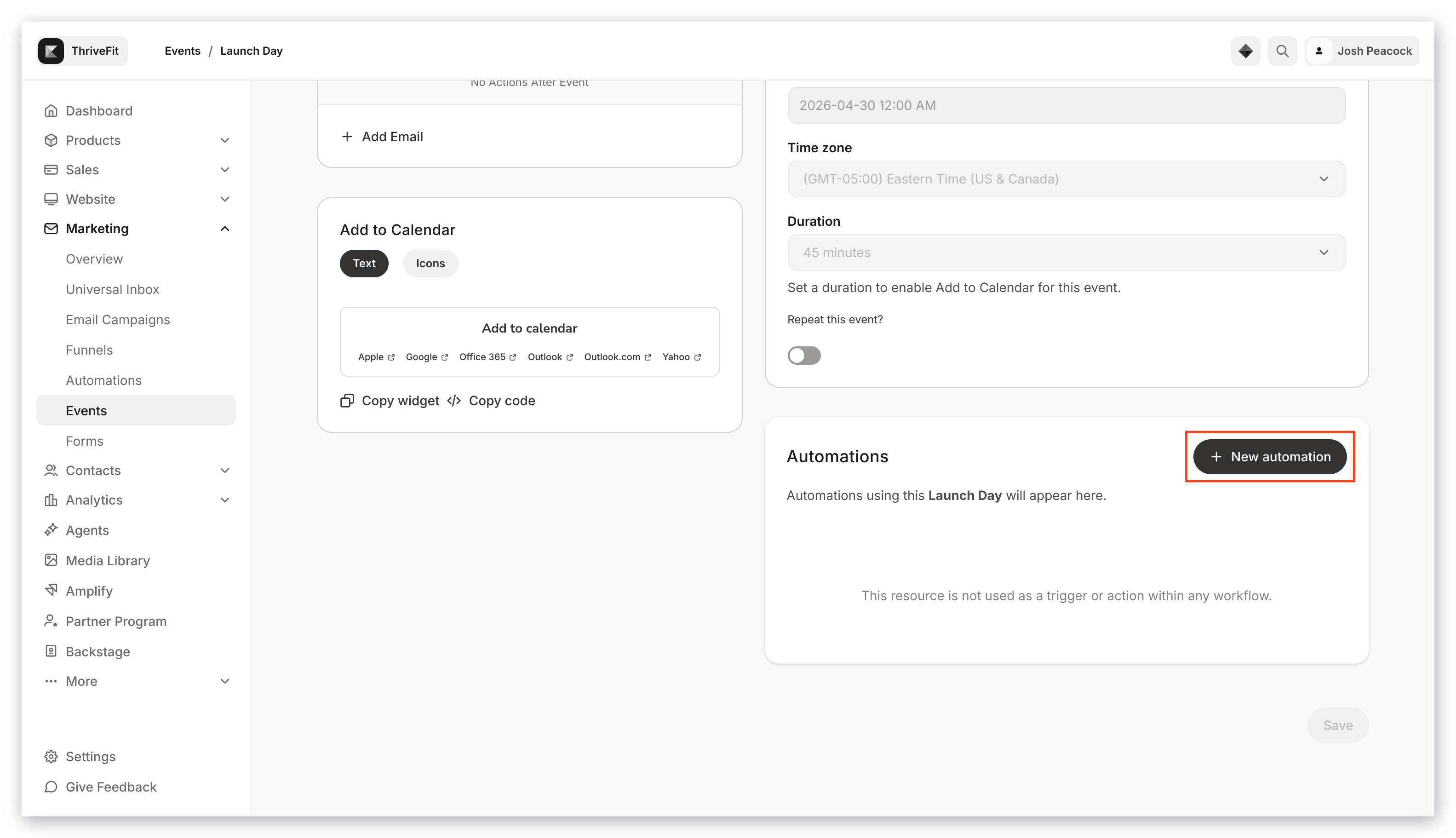 Events automation