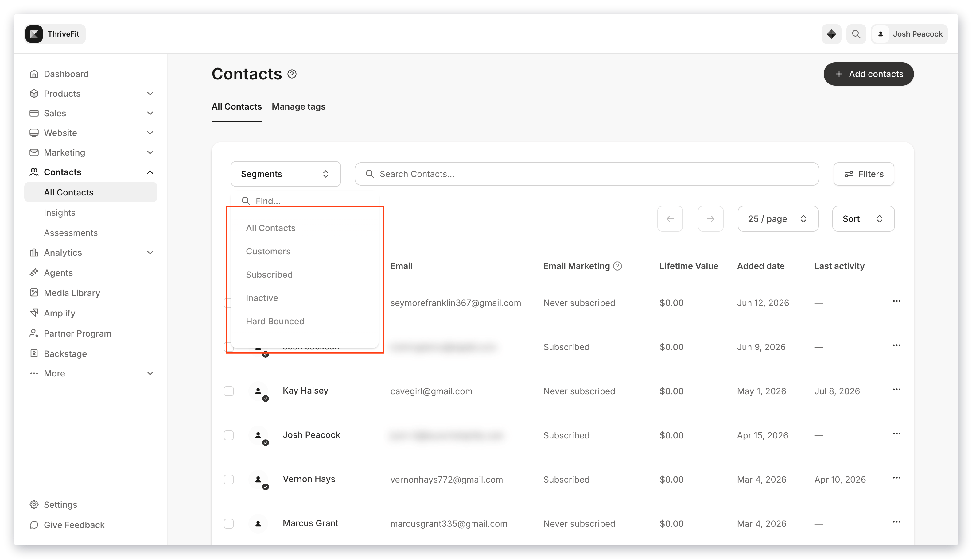 Default segments