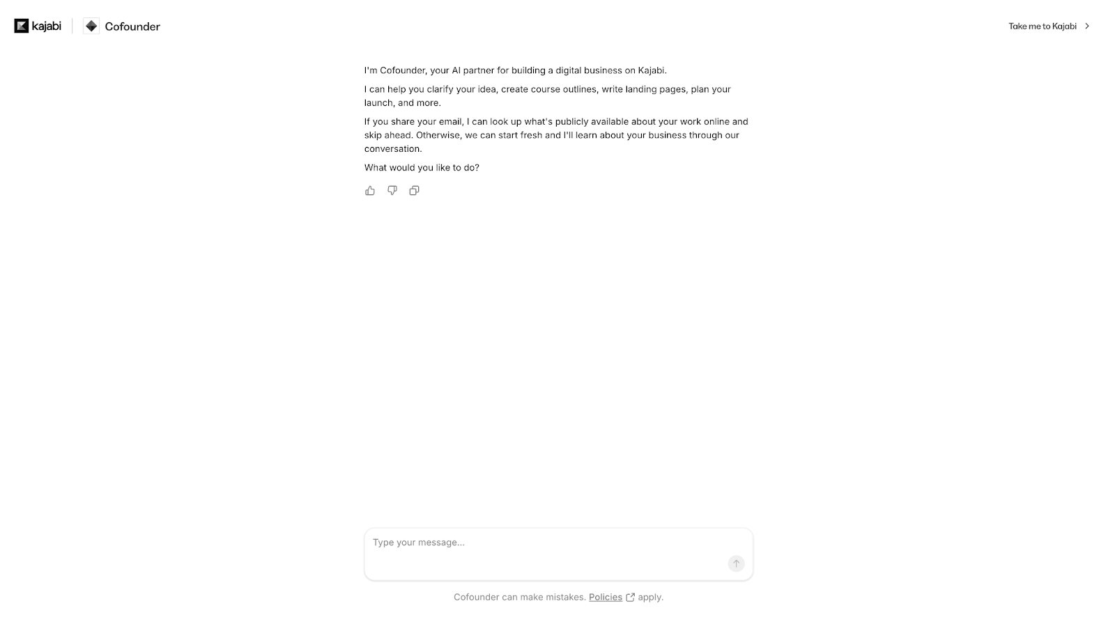 Cofounder conversation interface