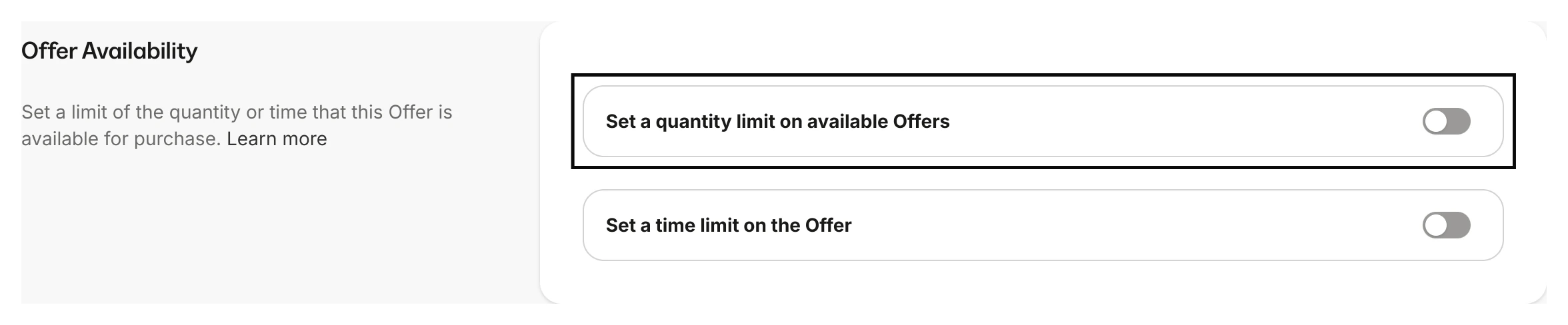 Limit Offer Quantity