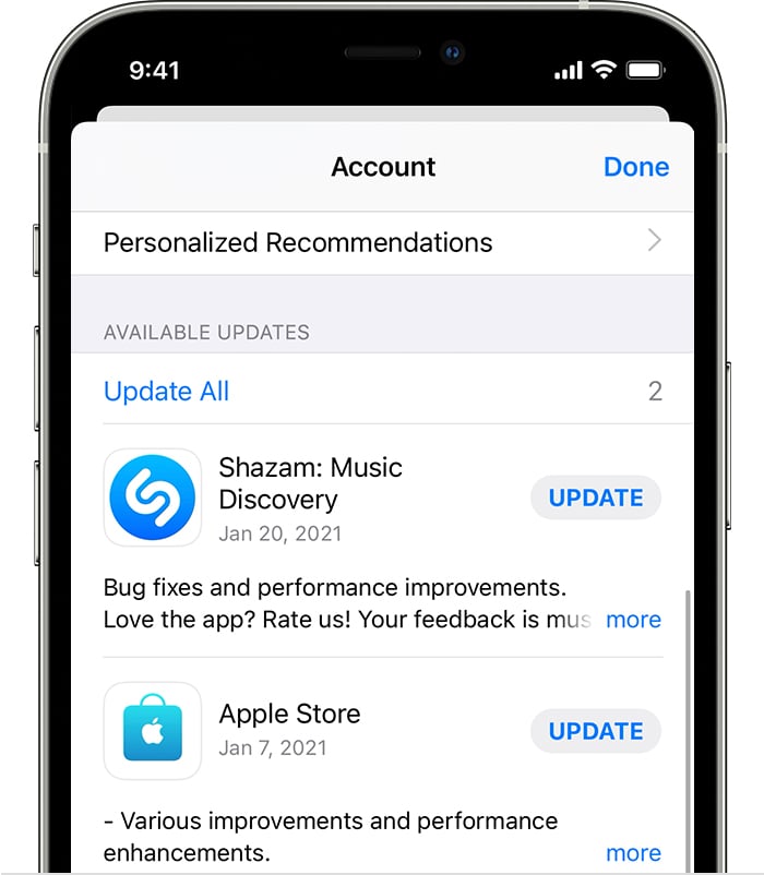 iOS update screen