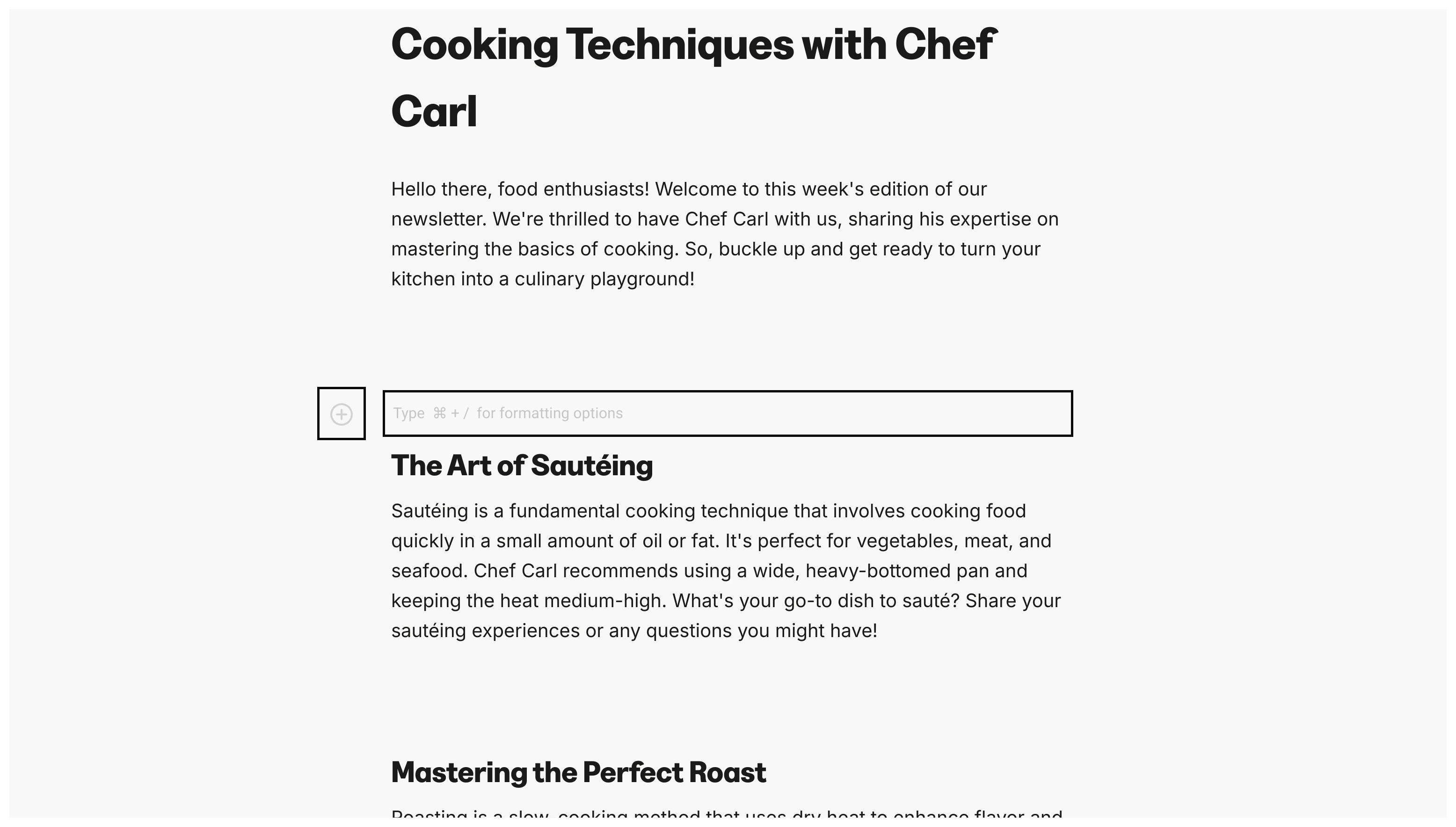 Text formatting options