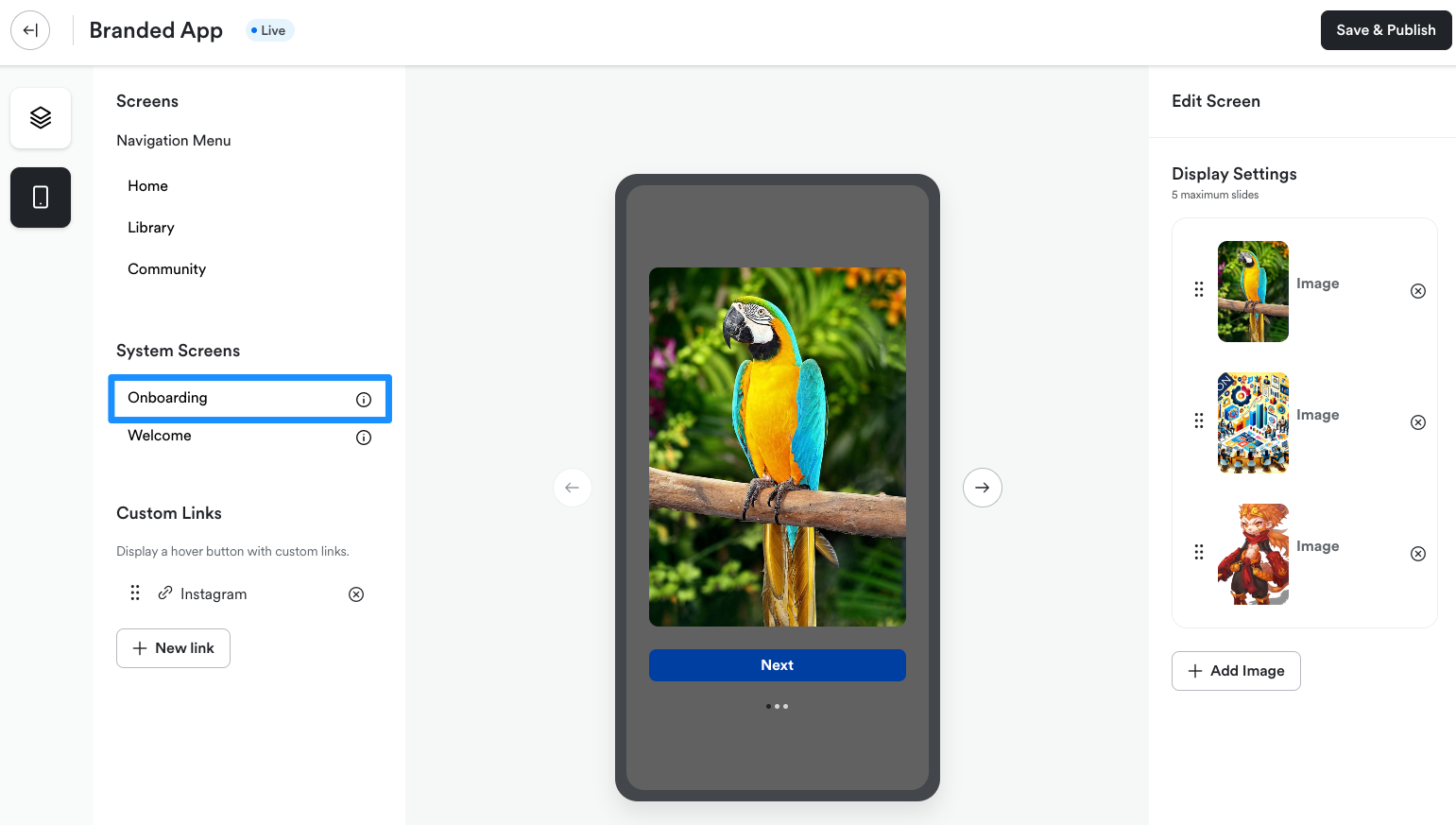 Onboarding selection