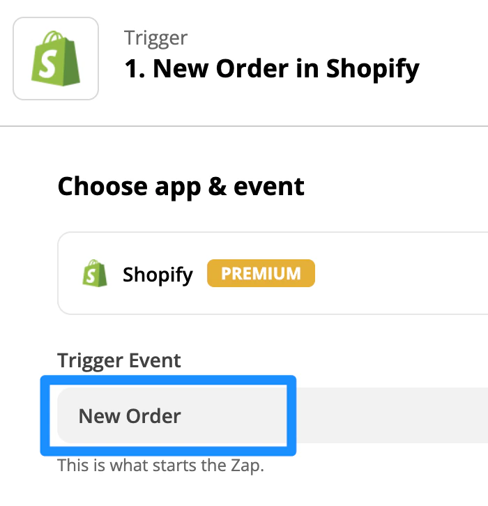 Zapier trigger setup