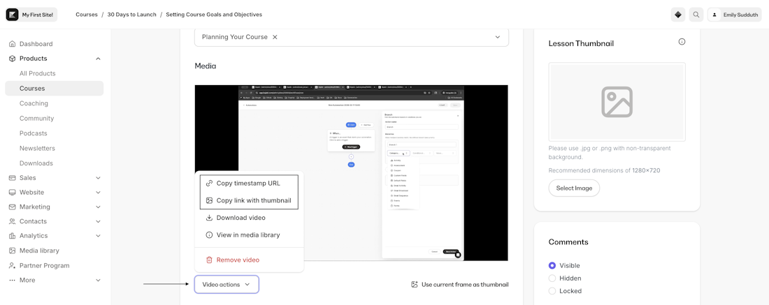 Create clickable timestamps for videos - Kajabi