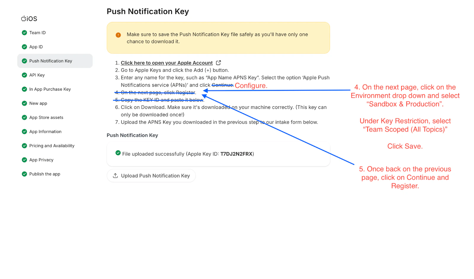 Push Notification Key