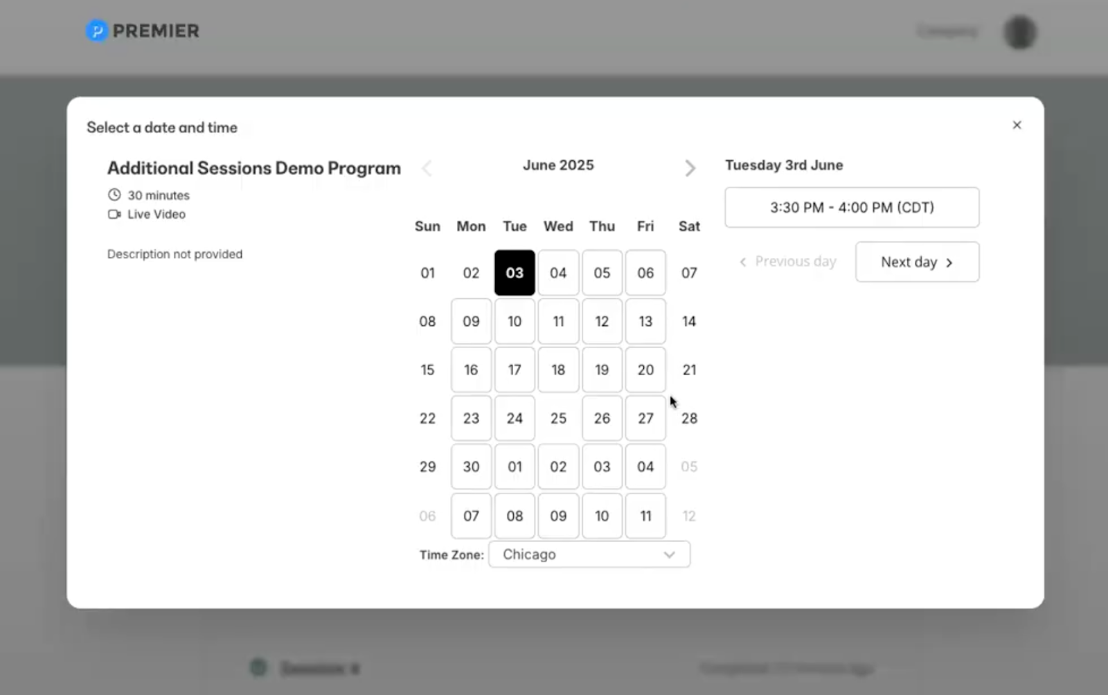 Additional Session Pop-up