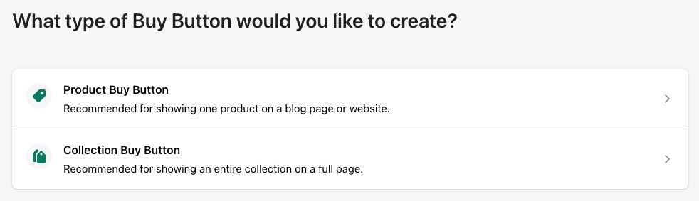 Select Collection or Product Buy Button