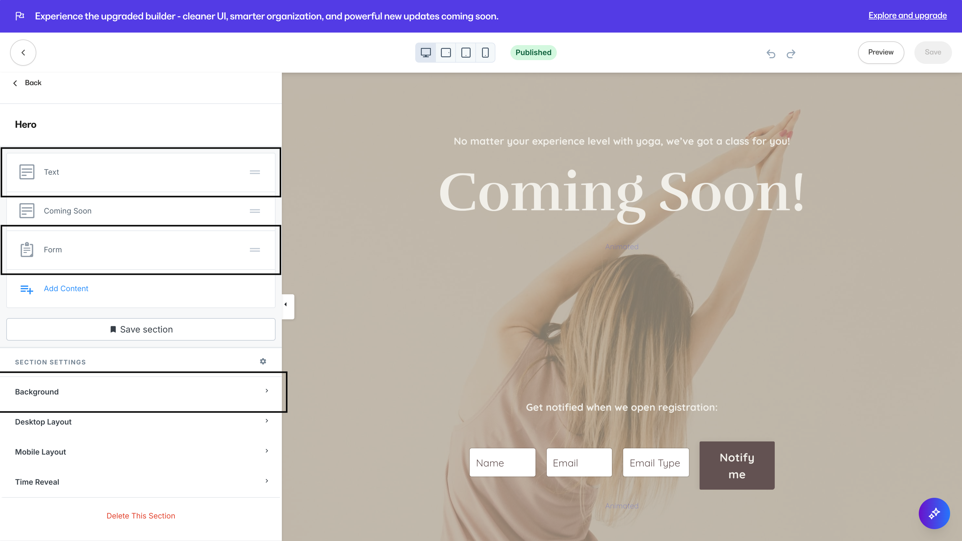 Streamlined Coming Soon Page