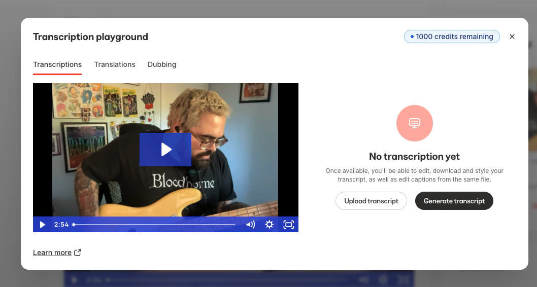 Transcription options