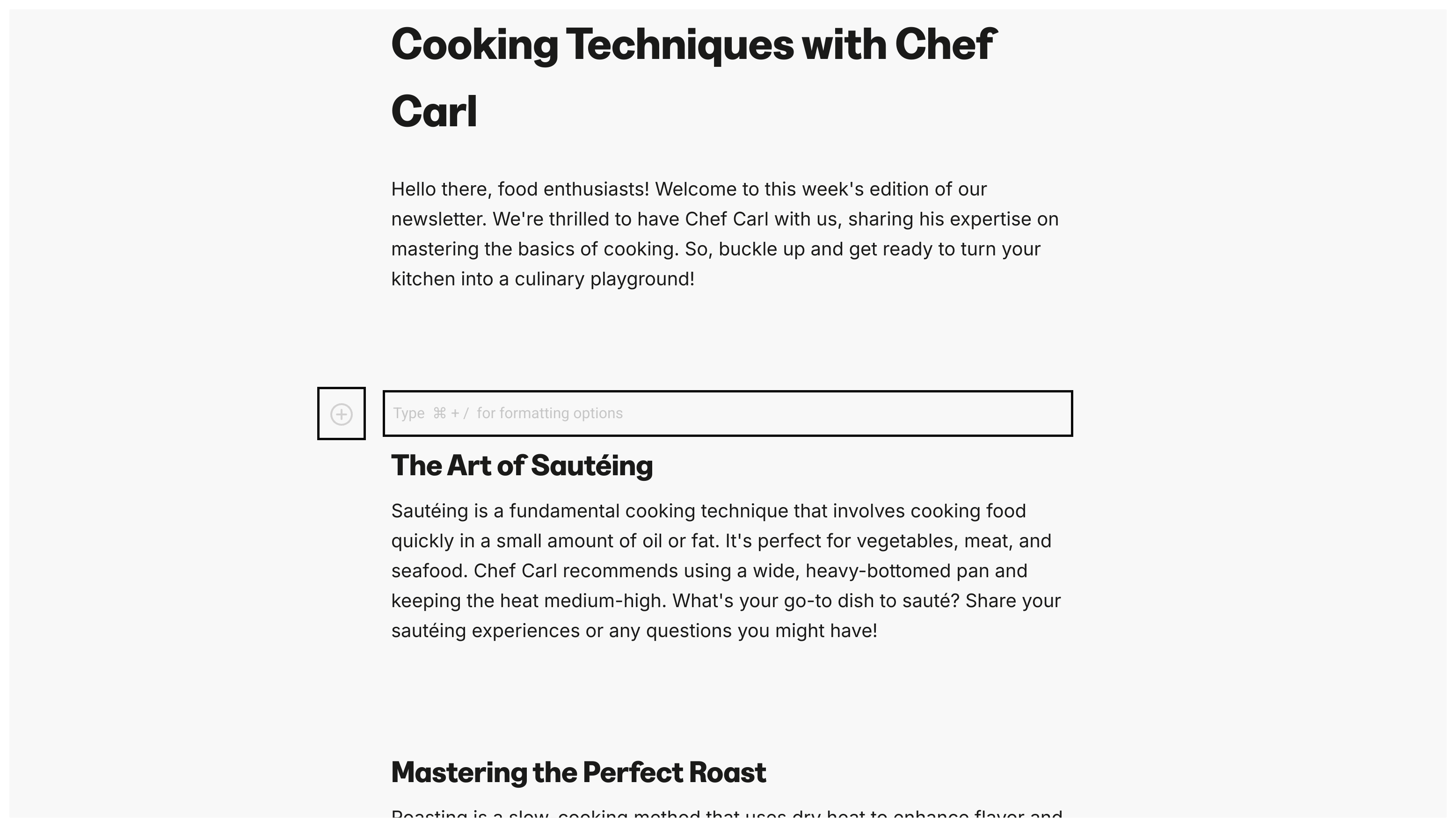 Text formatting options