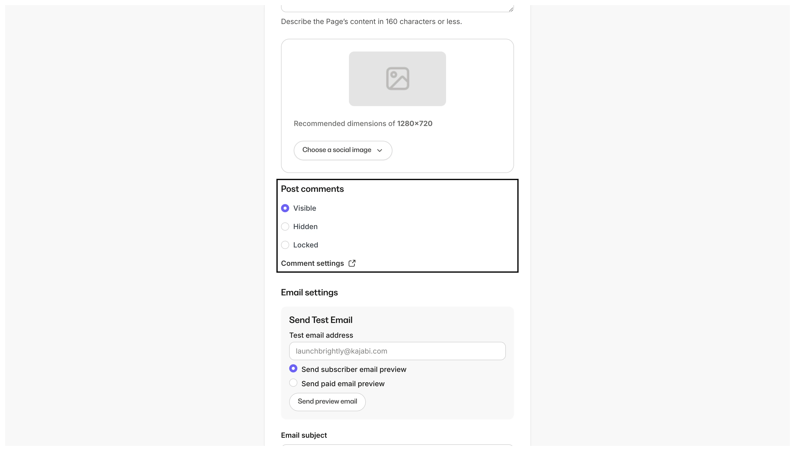 Comment visibility options