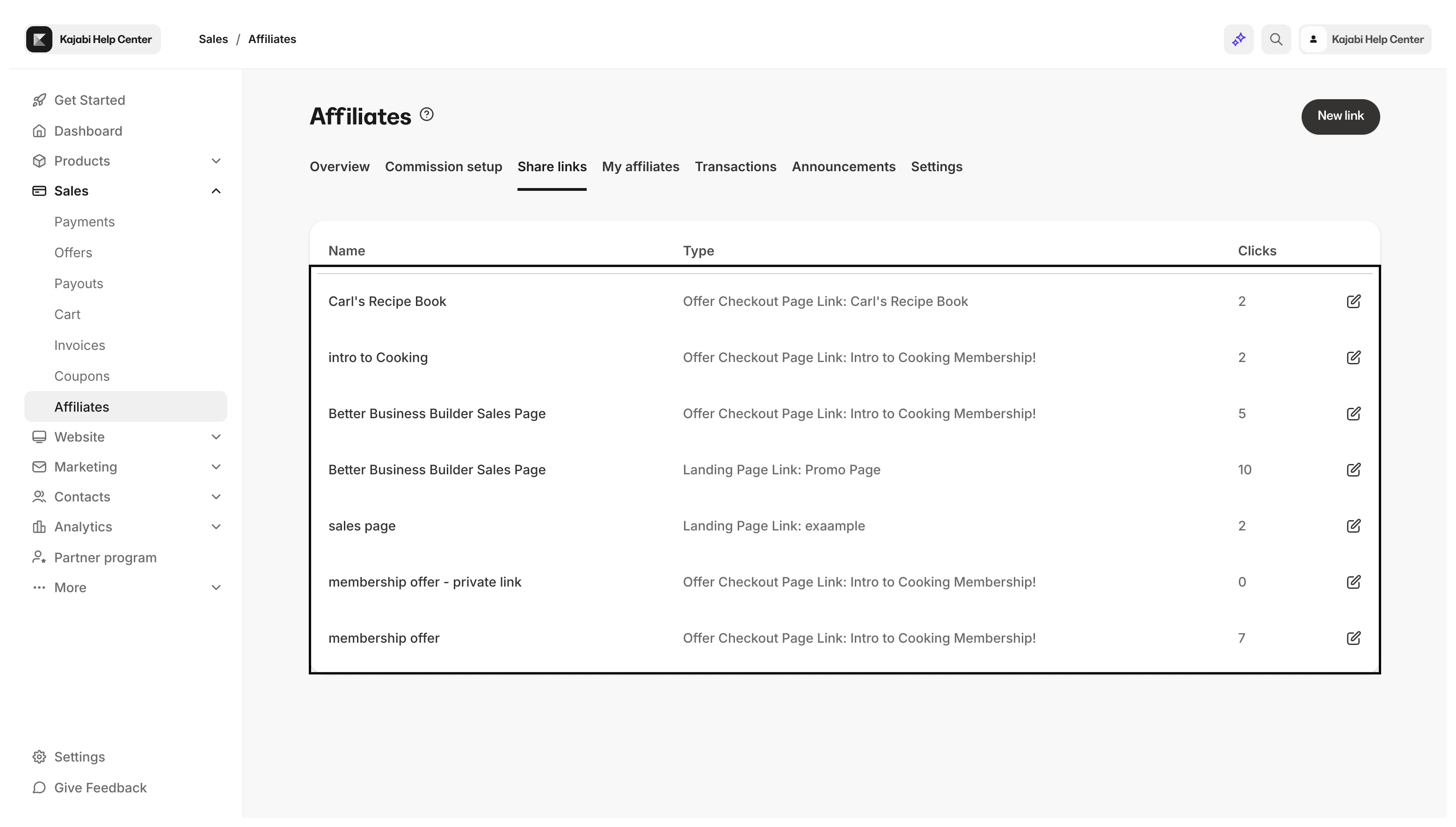 Affiliate Share Links