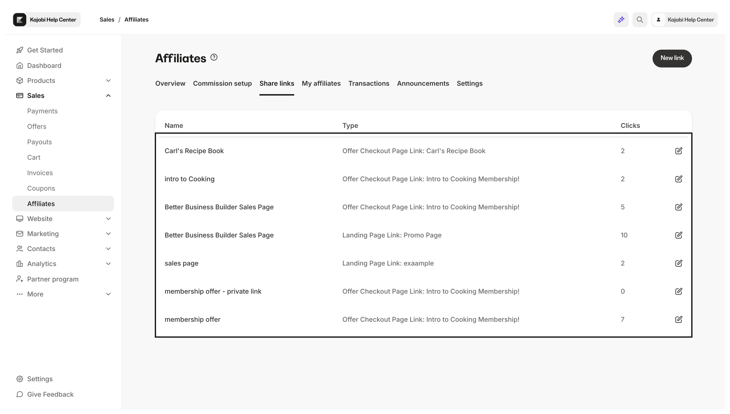 Affiliate Share Links