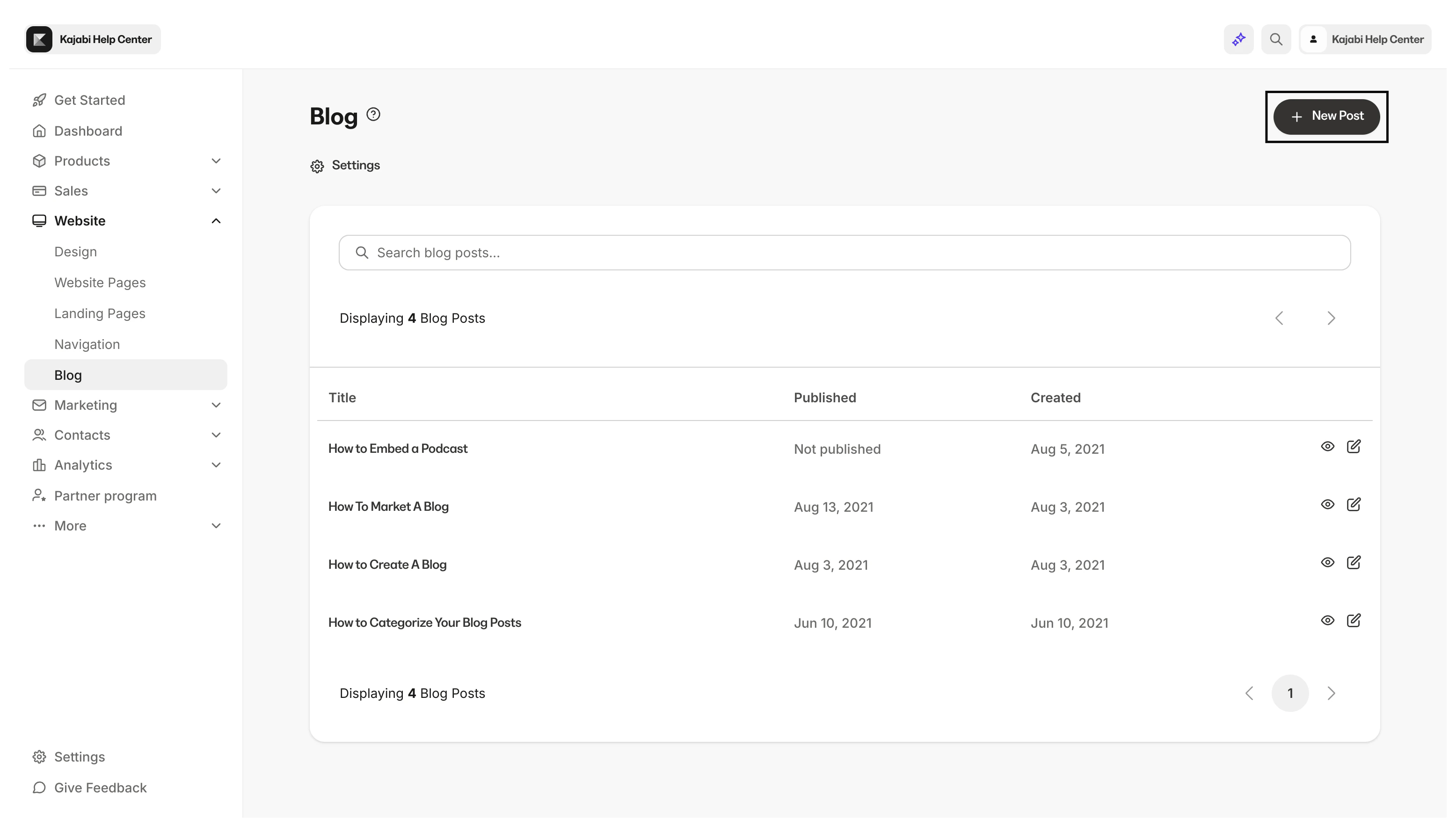 Create new blog post