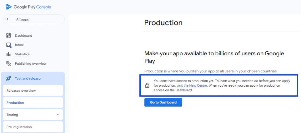 Production access error