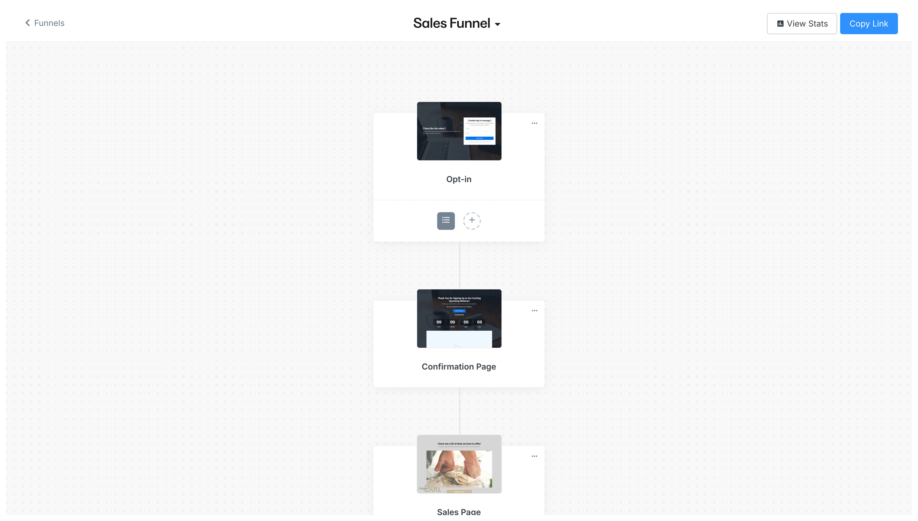 Funnel customization screen