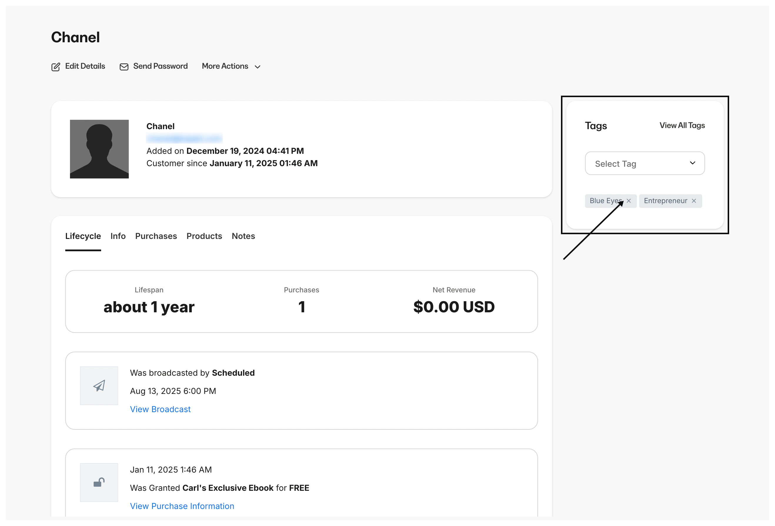Remove tag from contact