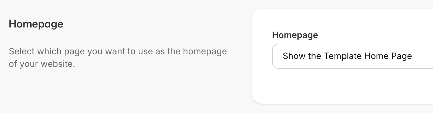 Homepage settings