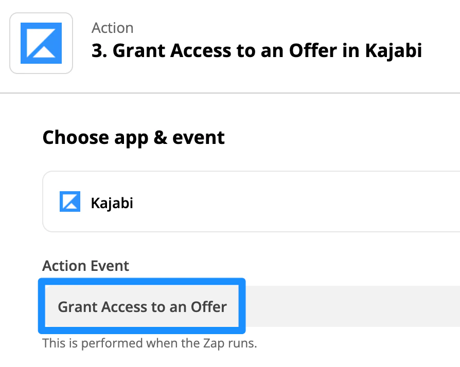 Zapier Kajabi action