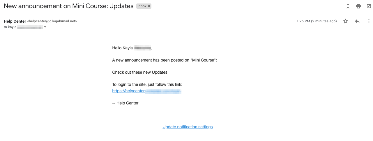 Notification settings