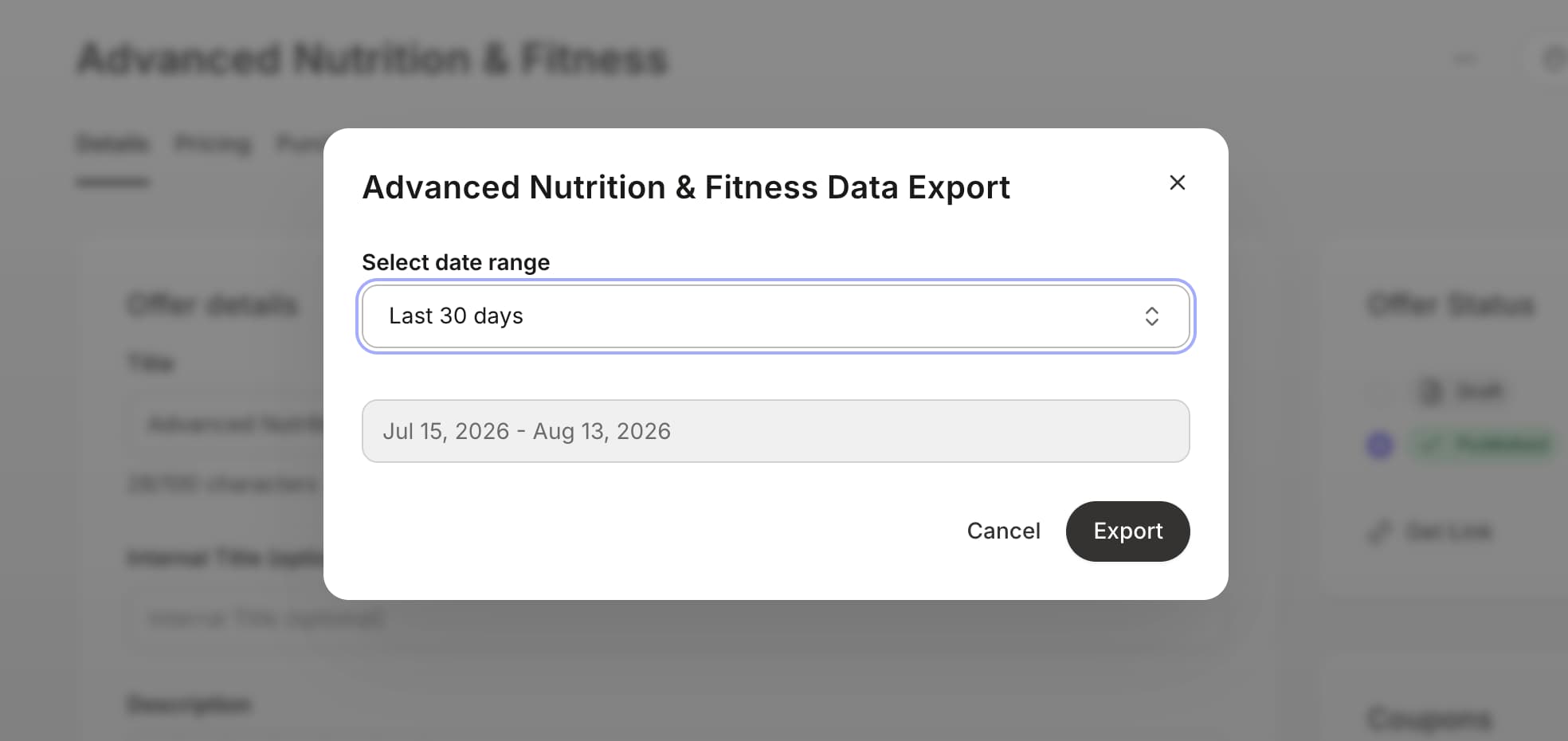 Exportdaterange