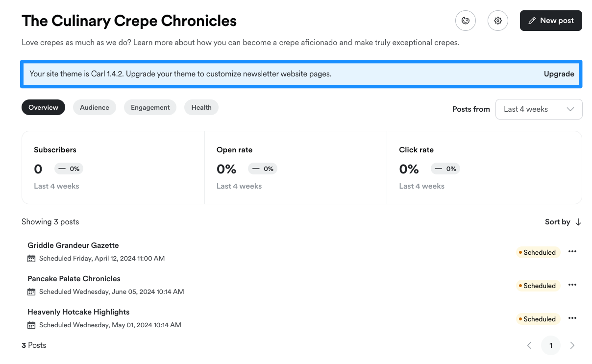 Newsletter theme upgrade