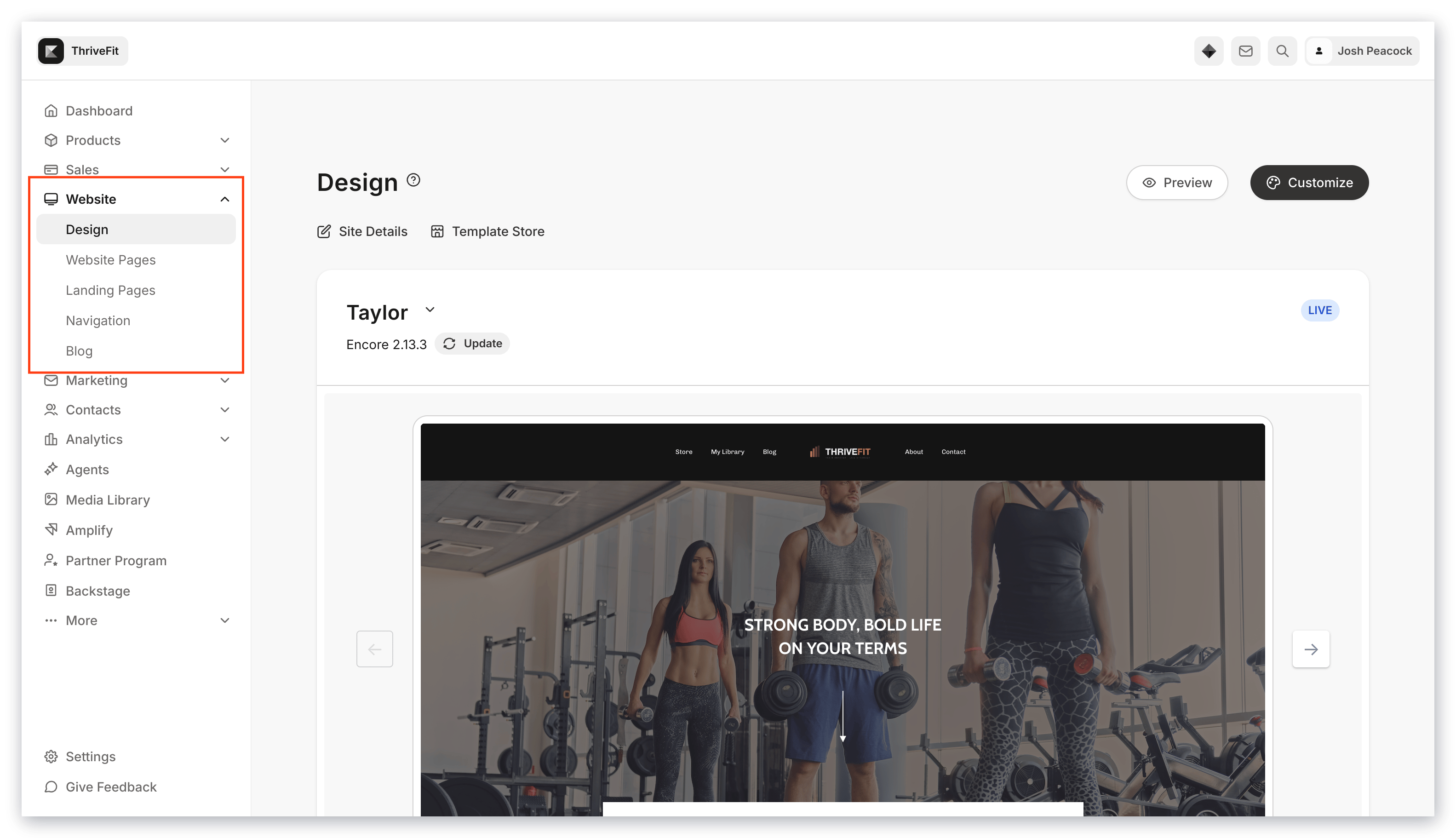 Website tab