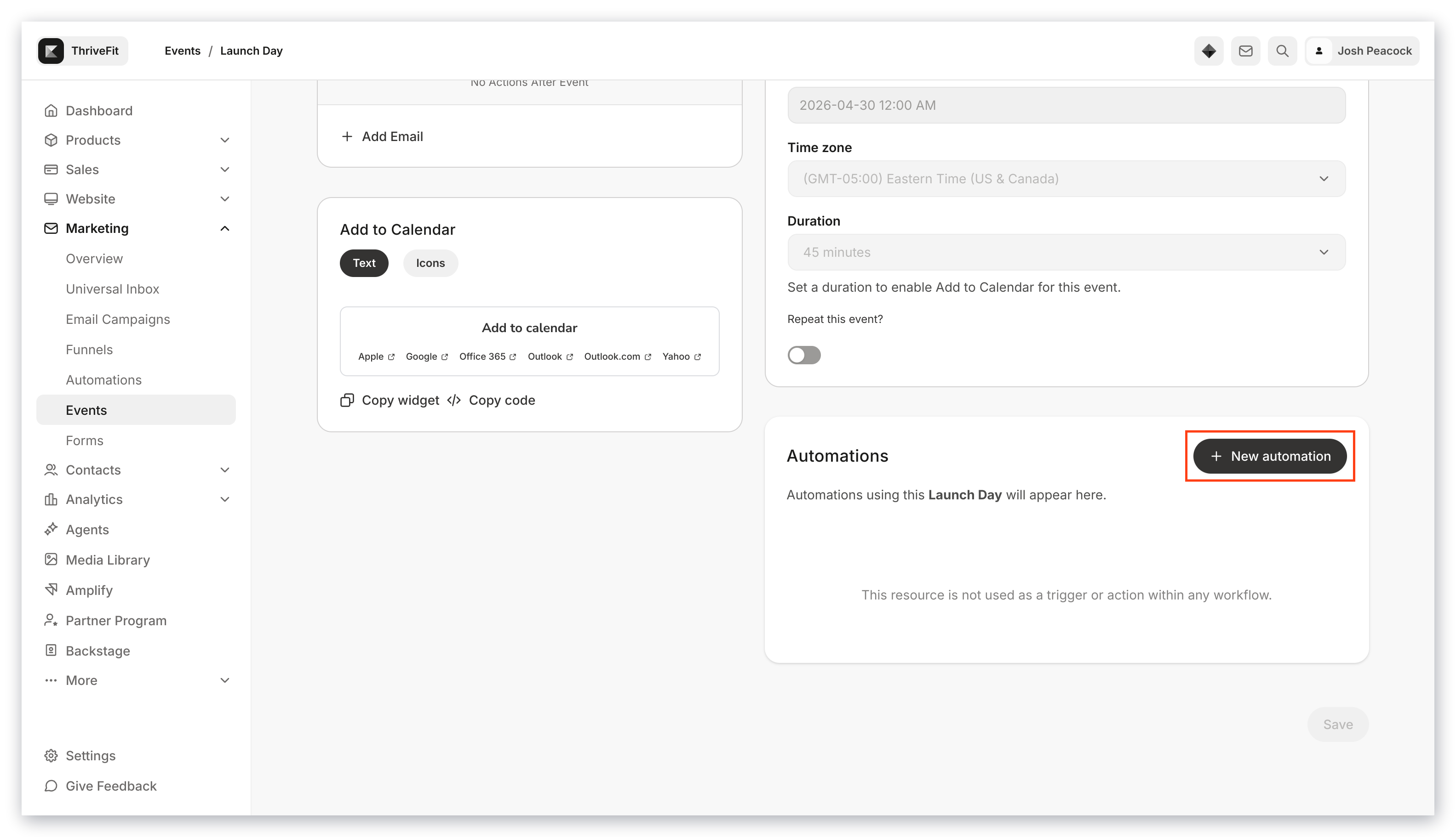 Events automation