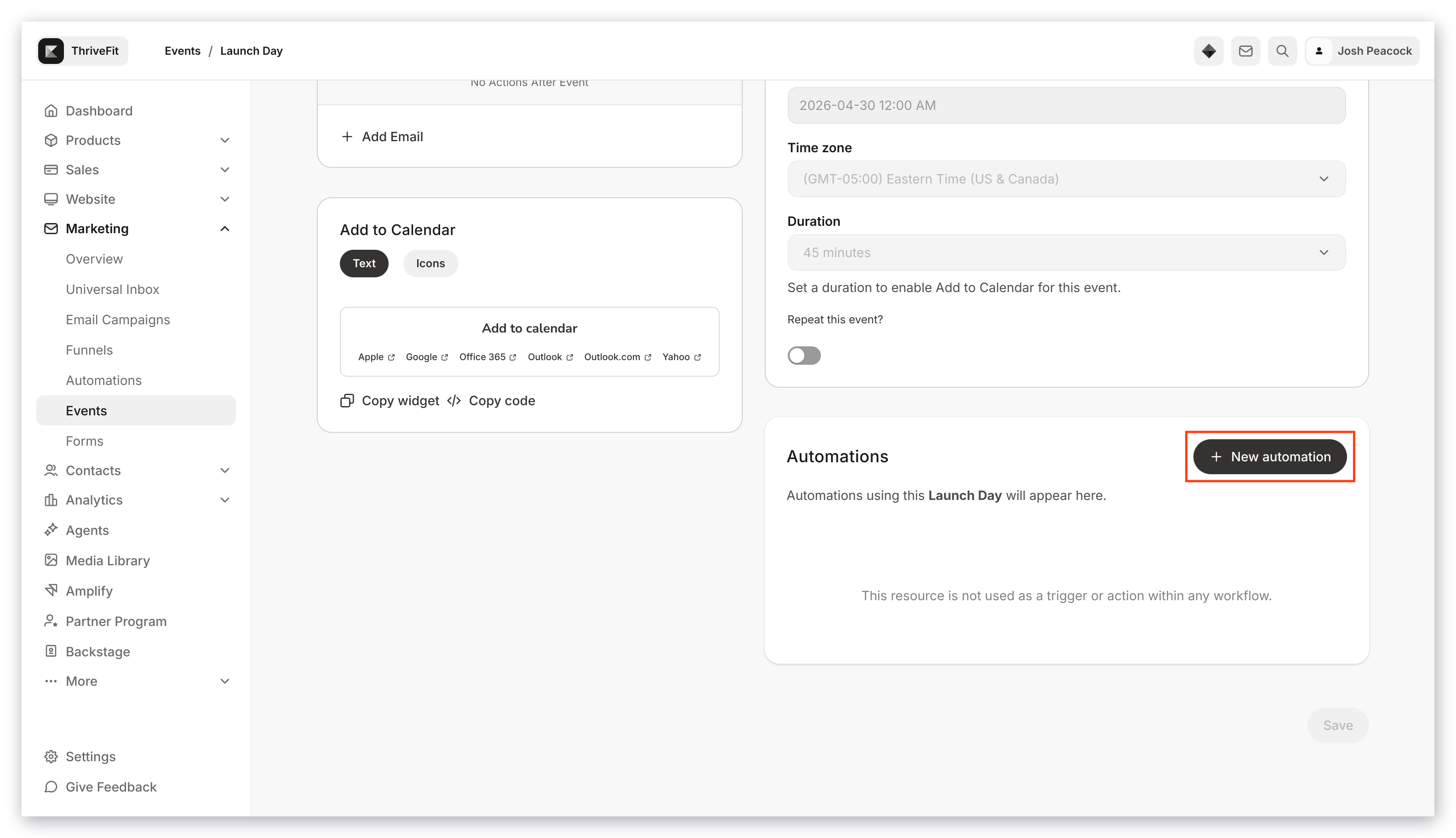Events automation