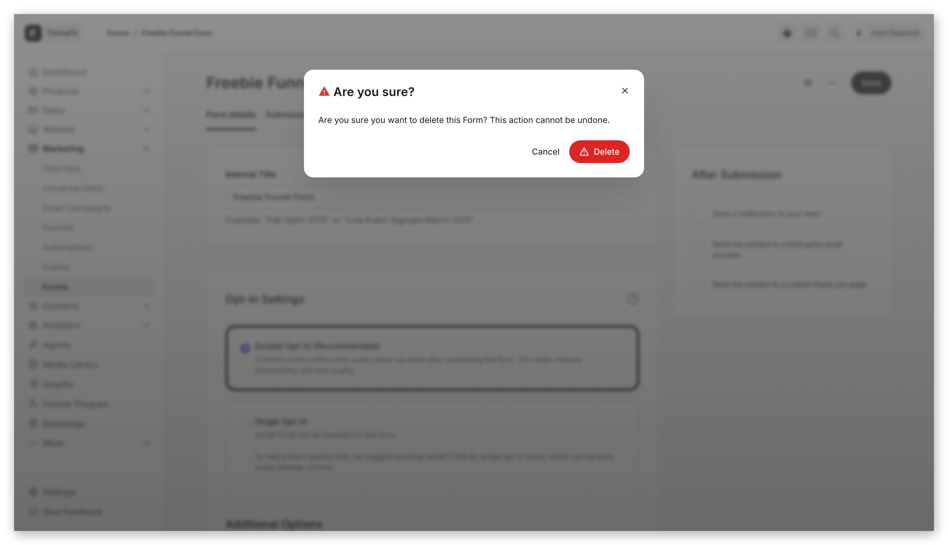 Confirm delete