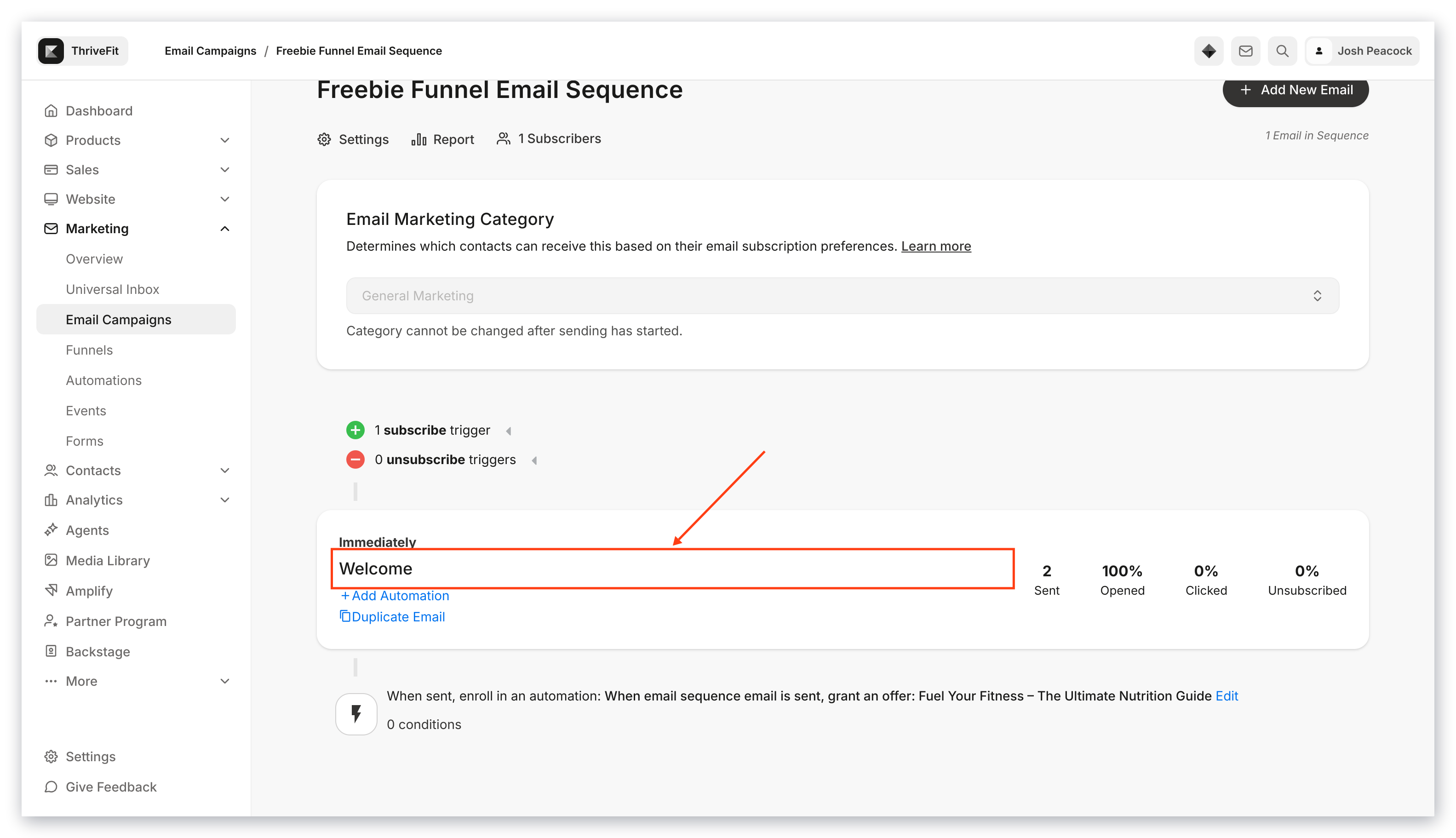 Edit Sequence Email
