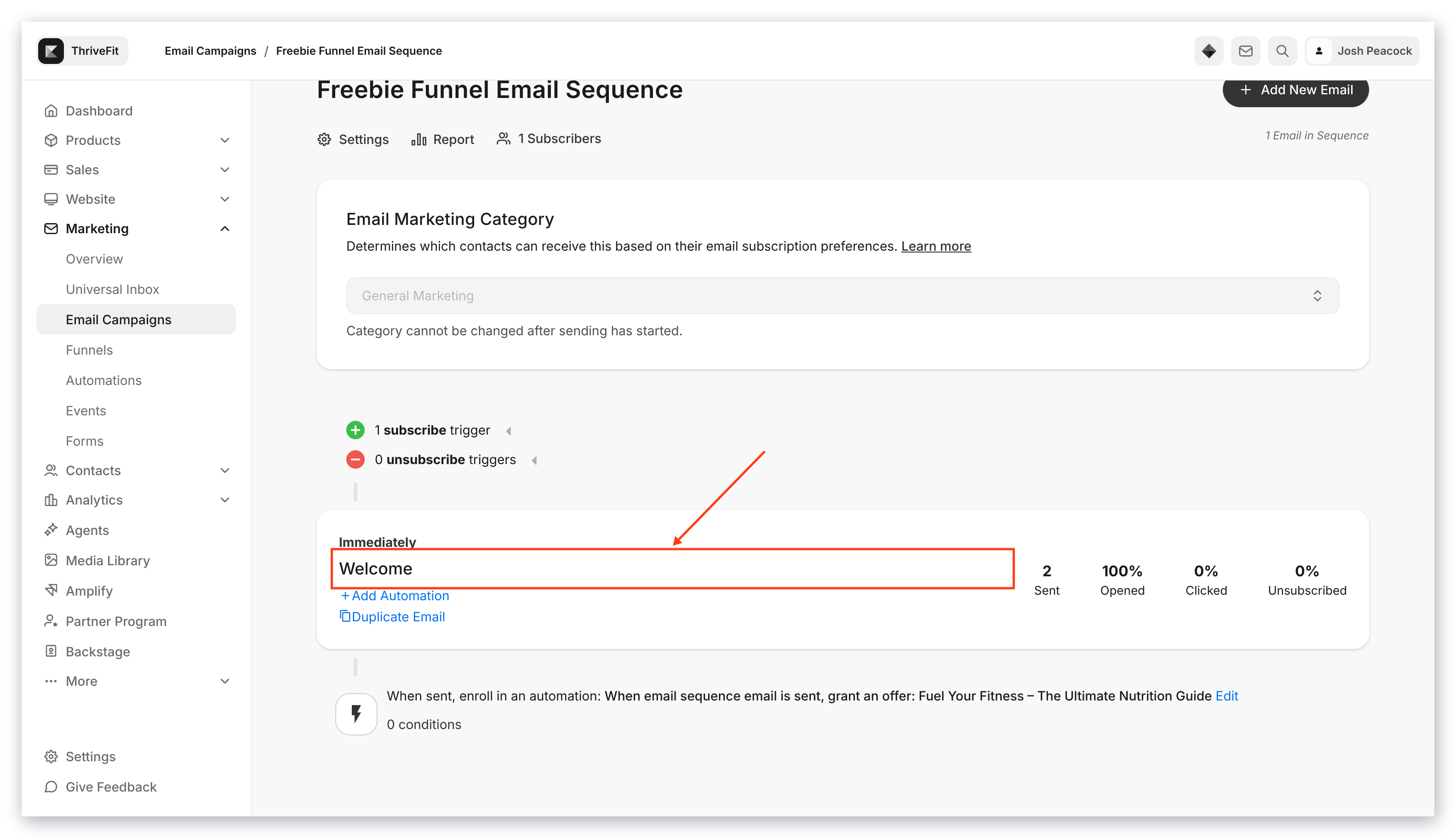 Edit Sequence Email
