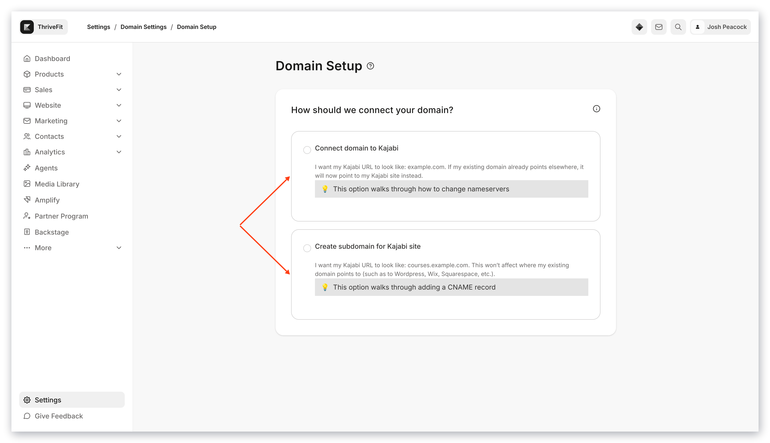 Domain Setup Options