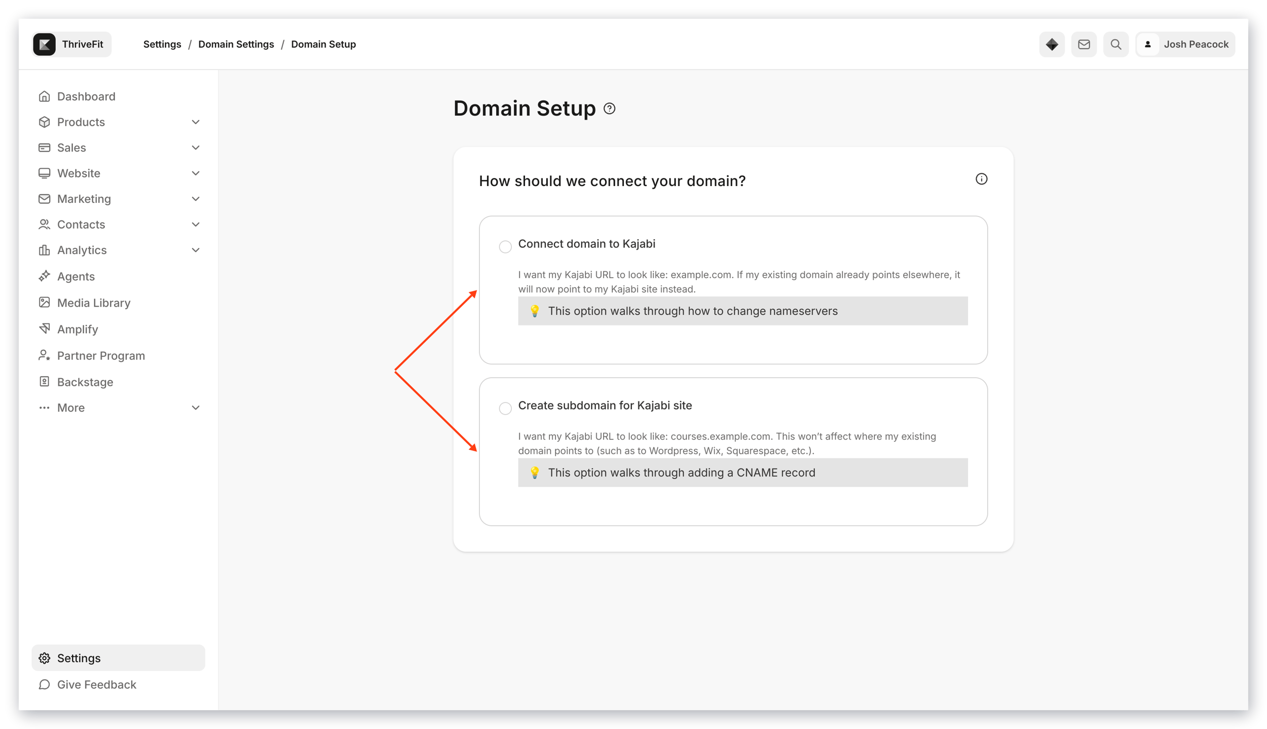Domain Setup Options