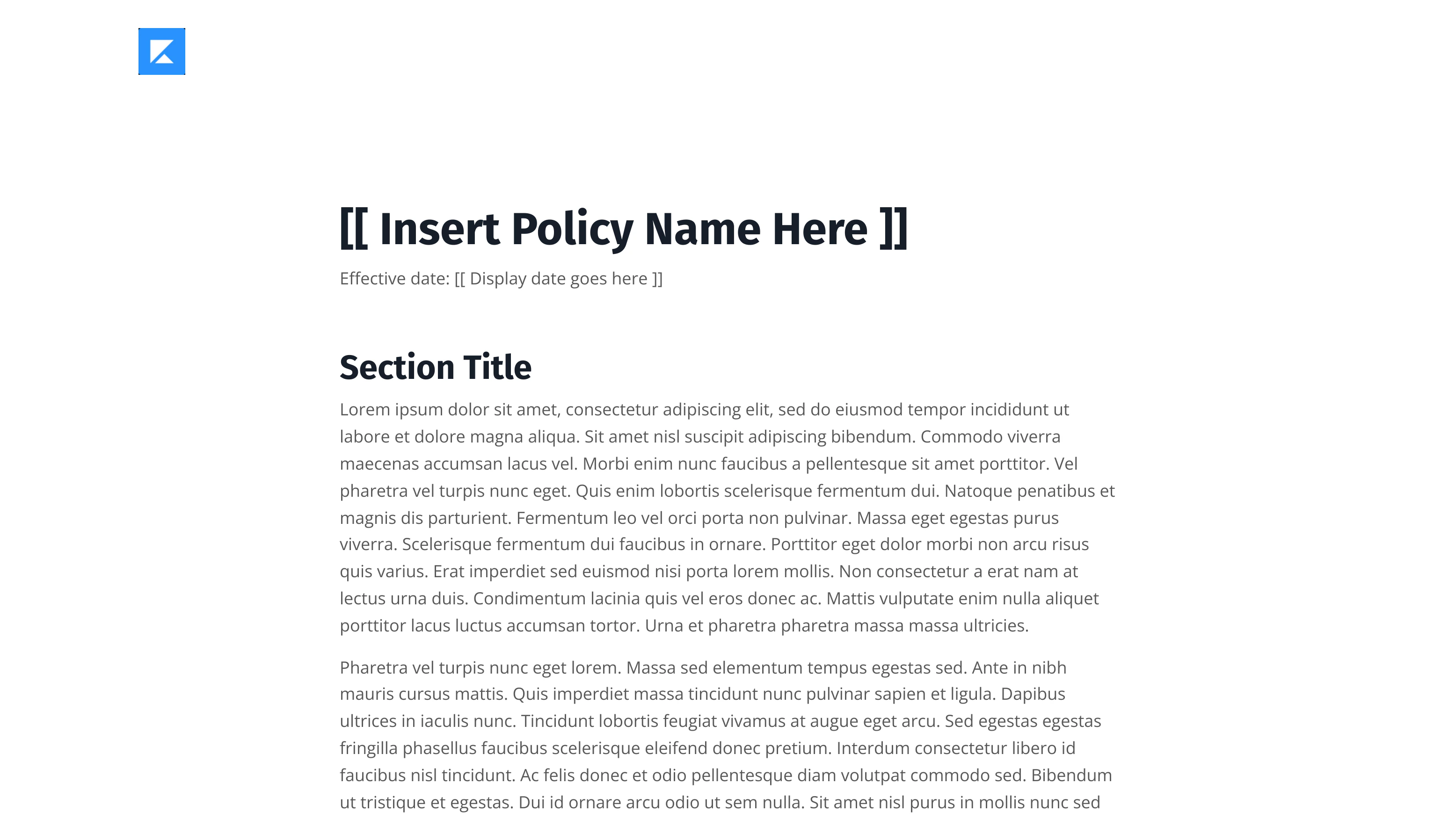 Policies Page Template