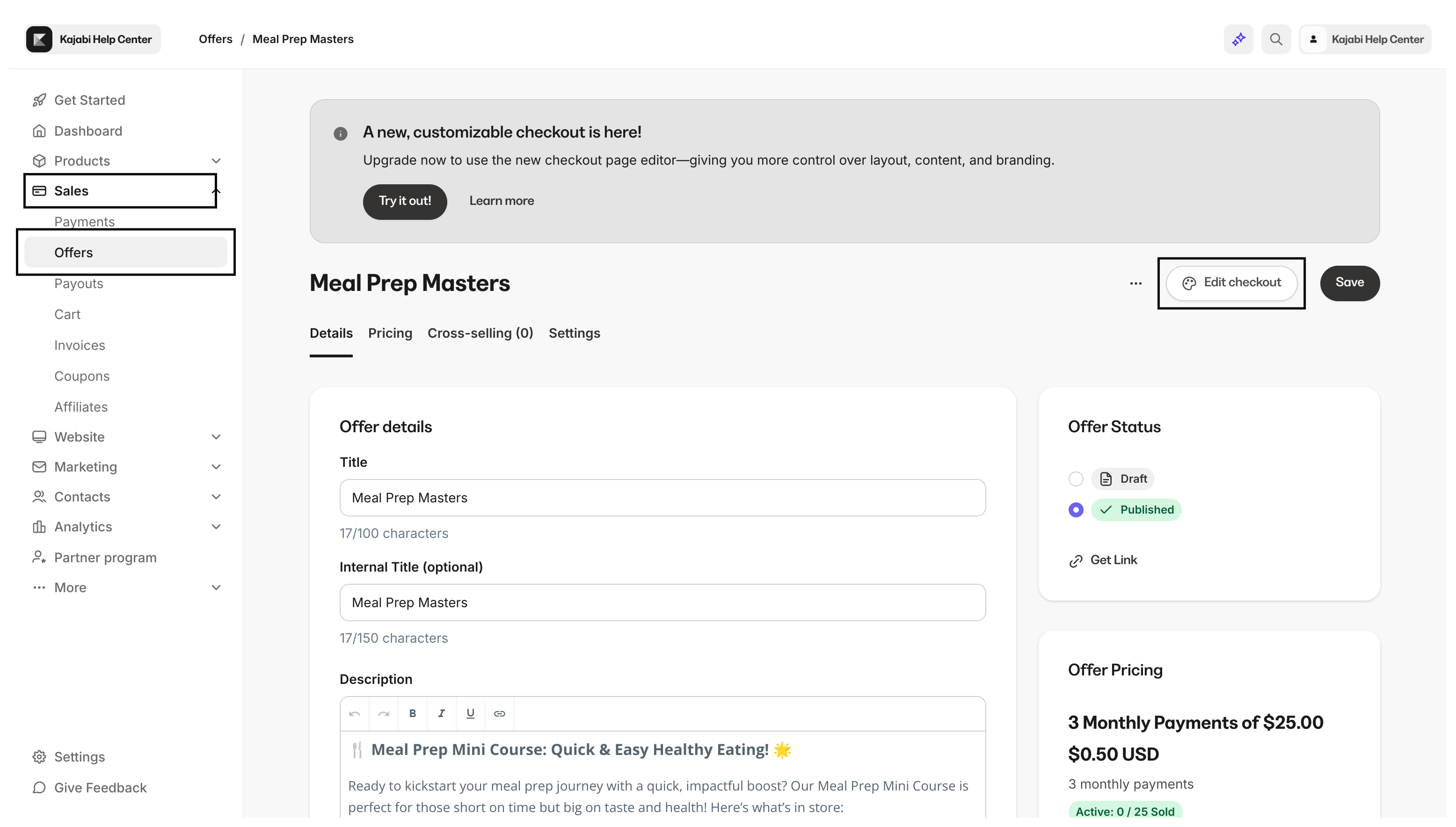 Edit Checkout