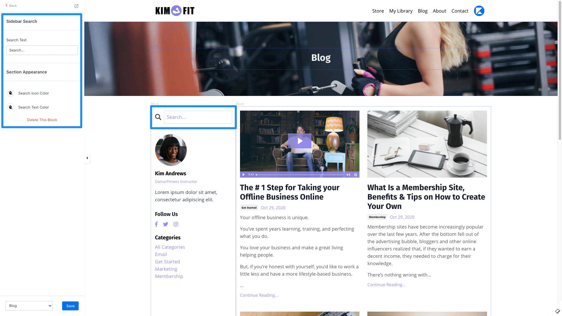 Sidebar Search block